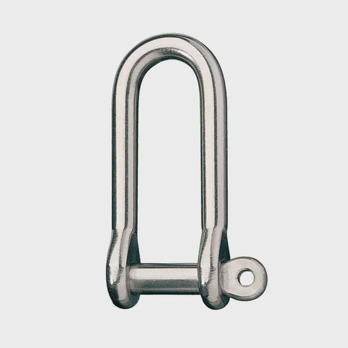 Stainless Steel Long D Shackle, 5/16" Pin, Coined Head with Hole