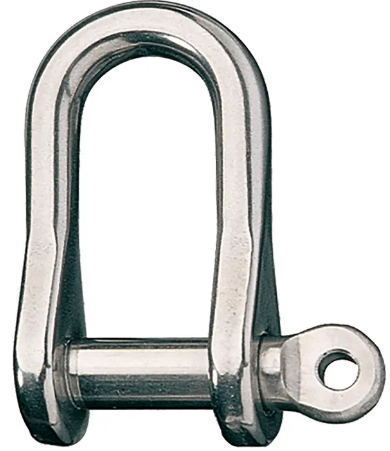 Stainless Steel D Shackle, 1/2" Pin, Coined Head with Hole