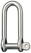 Stainless Steel Long D Shackle, 3/8" Pin, Coined Head with Hole