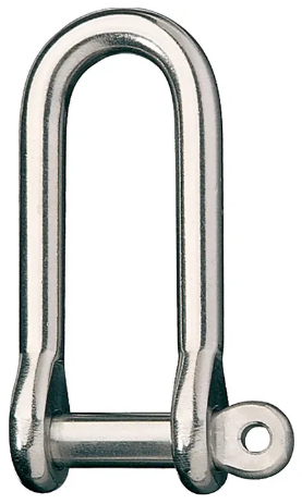 Stainless Steel Long D Shackle, 3/8" Pin, Coined Head with Hole