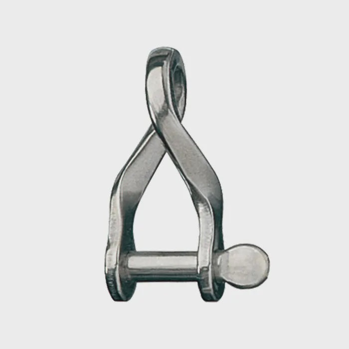 Stainless Steel Twisted D Shackle, 5/16" Pin, Coined Head