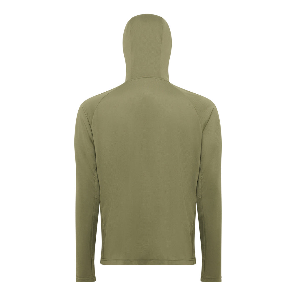 Burke Hooded Sun Shirt with built-in neck gaiter - army green - product back