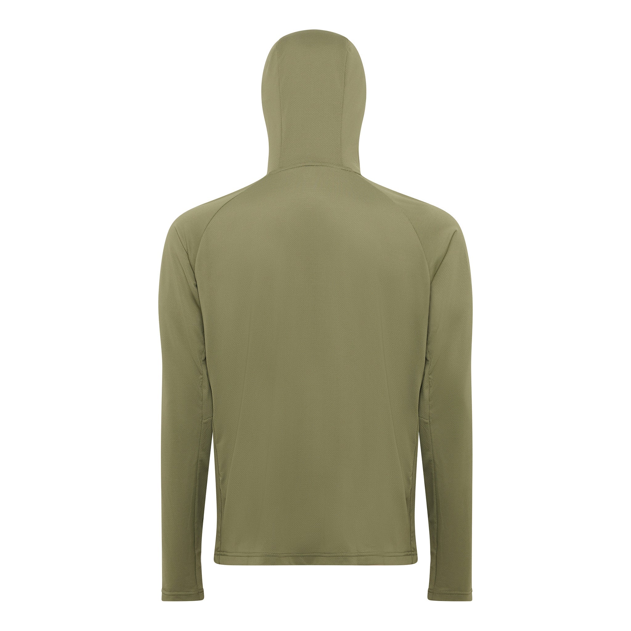 Burke Hooded Sun Shirt with built-in neck gaiter - army green - product back