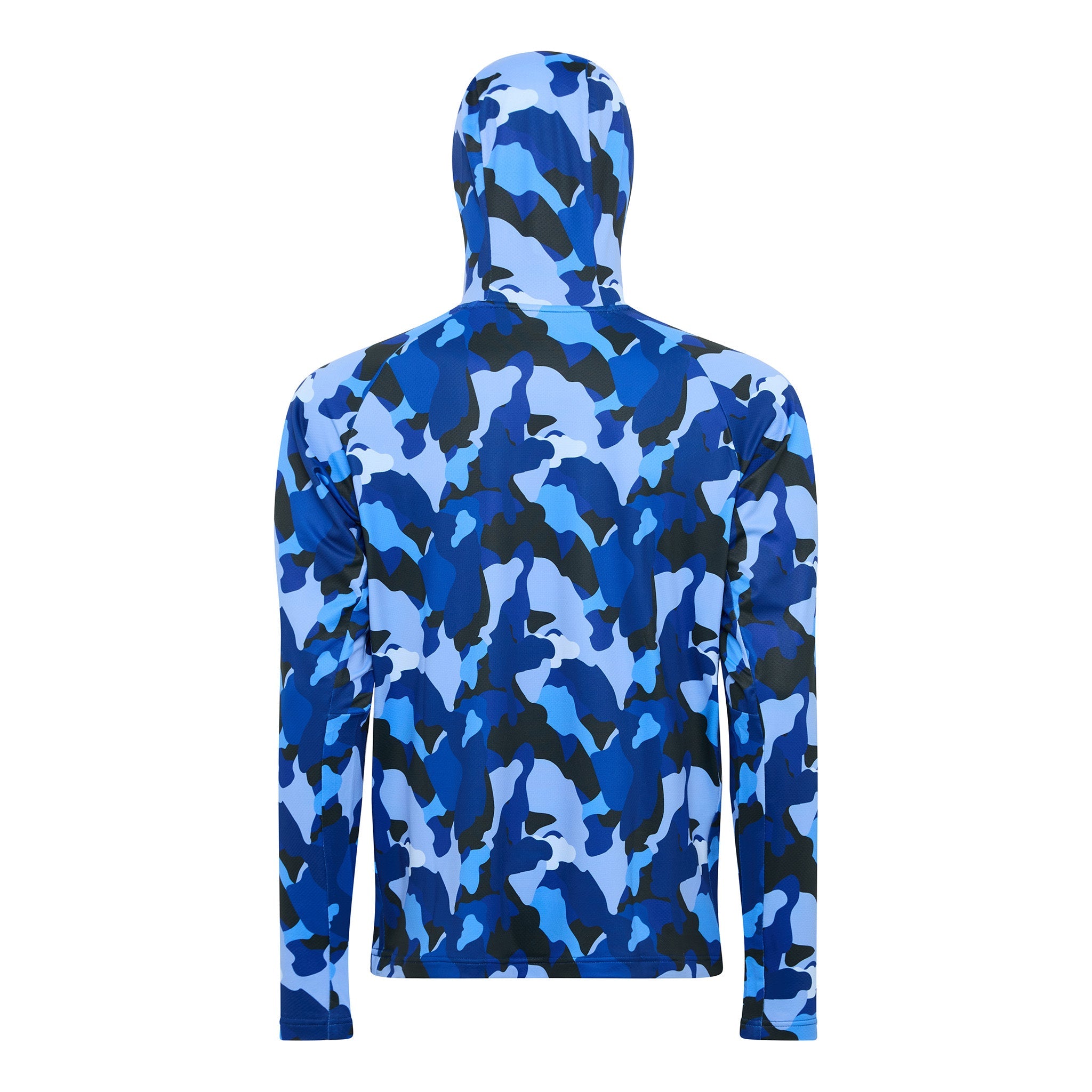 Burke Hooded Sun Shirt with built-in neck gaiter - blue camo - product back