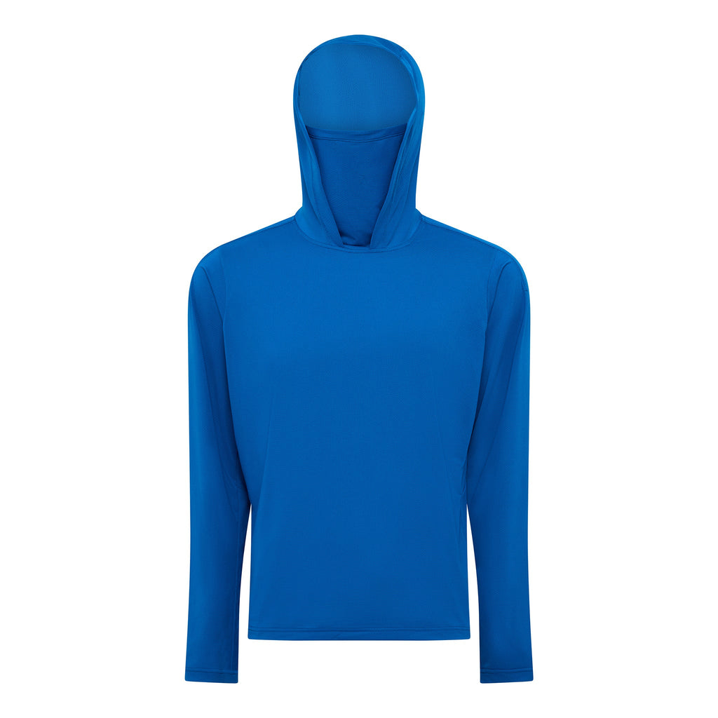Burke Hooded Sun Shirt with built-in neck gaiter - blue - product front