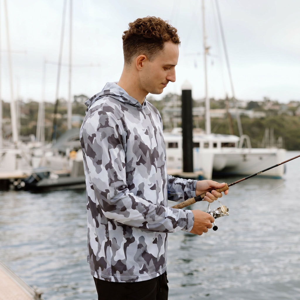 Hooded Sun Shirt - Grey Camo