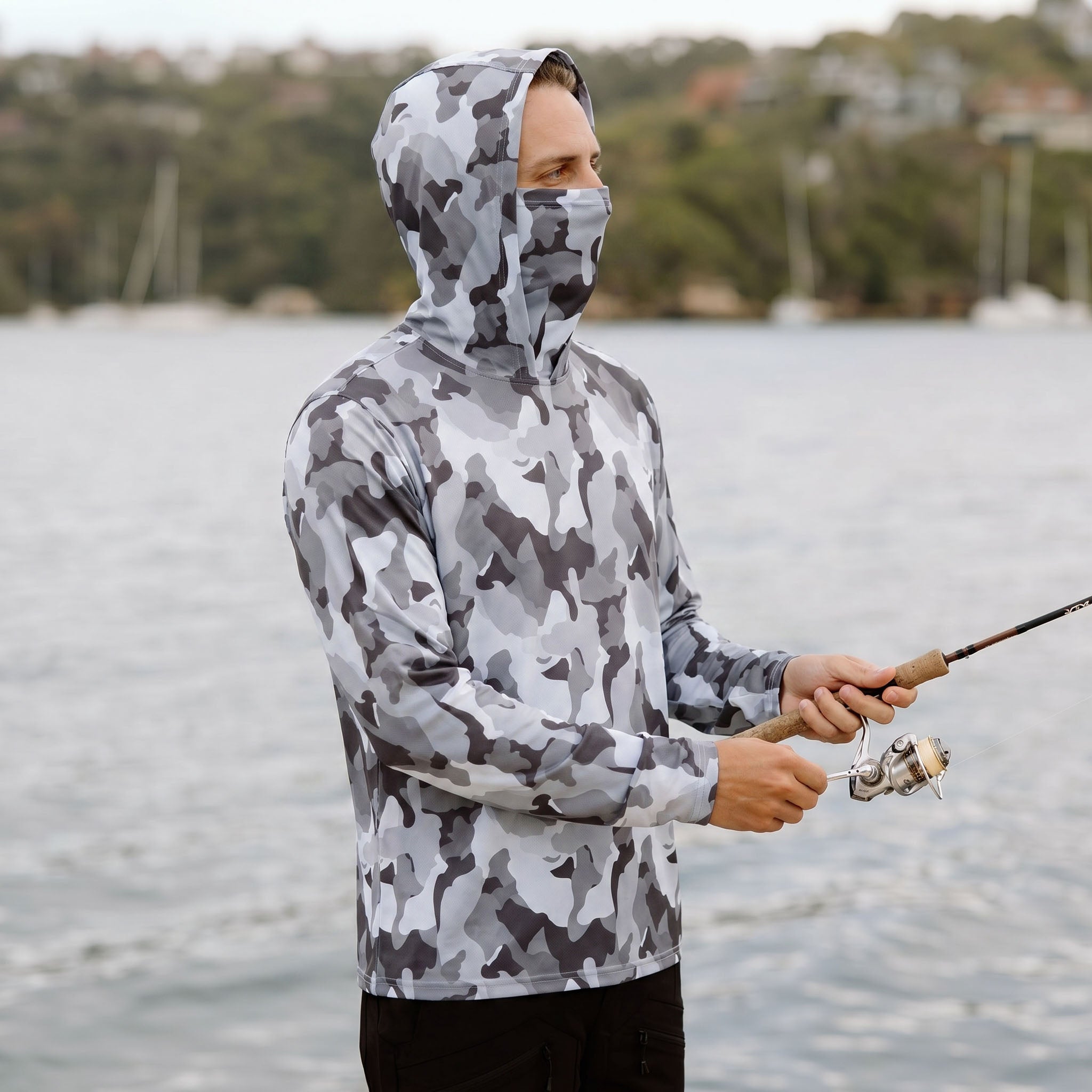 Hooded Sun Shirt - Grey Camo
