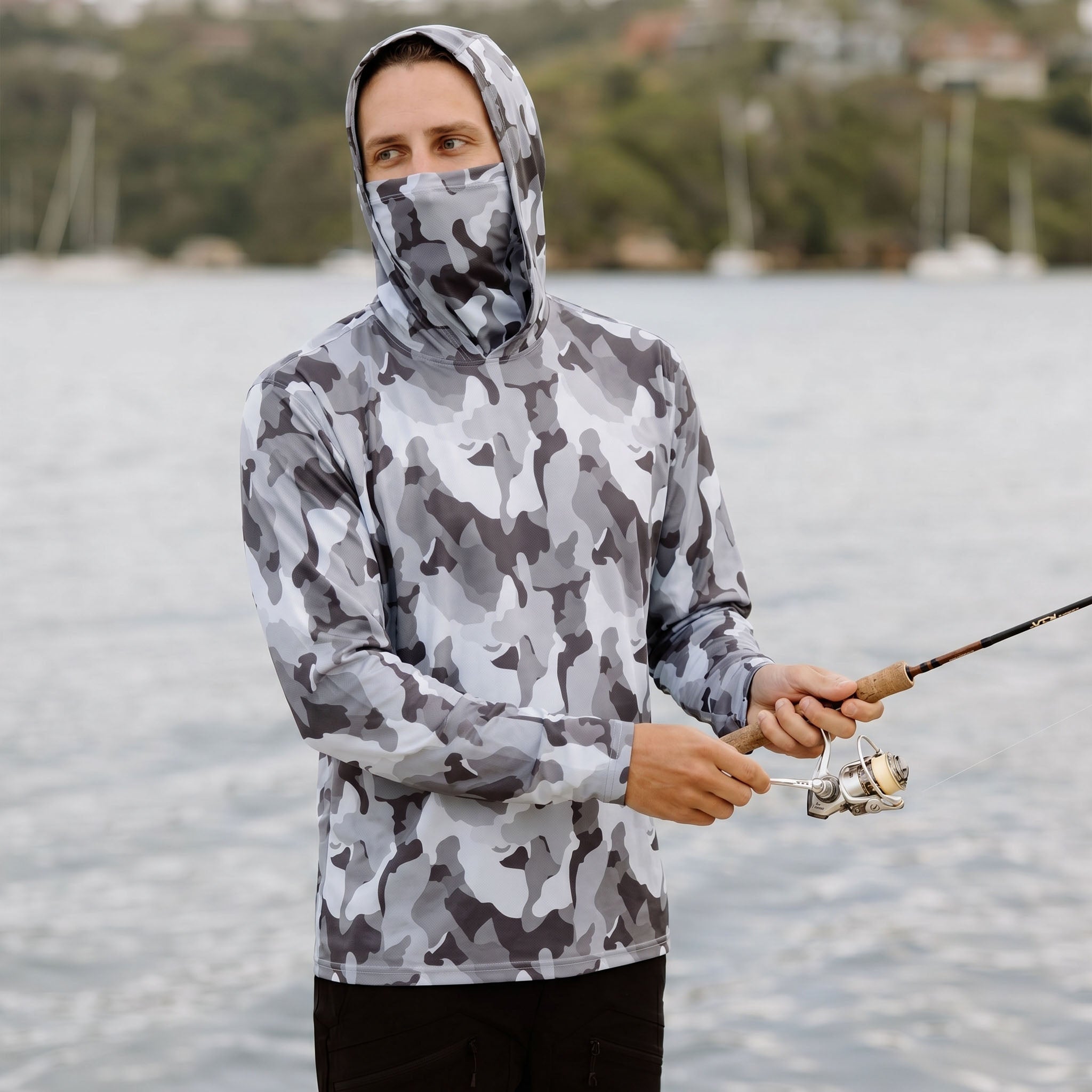 Hooded Sun Shirt - Grey Camo