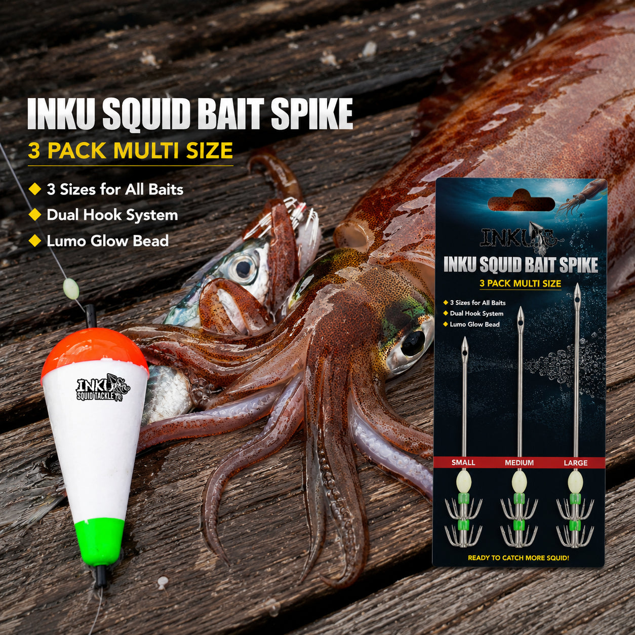 Inku Squid Bait Spike – 3 Pack Multi Size