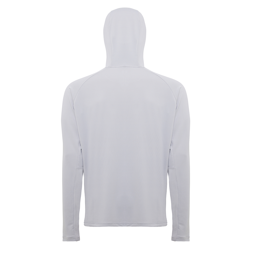 Burke Hooded Sun Shirt with built-in neck gaiter - light grey - product back